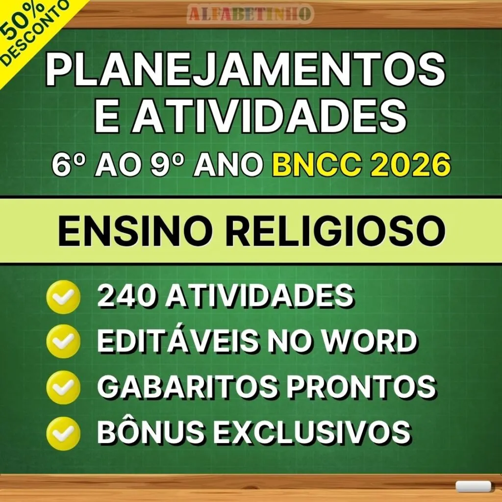 Planos de Aula e Atividades Ensino Religioso 6º ao 9º Ano BNCC Atualizada
