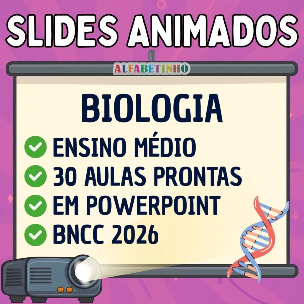 Slides Animados de Biologia para Ensino Médio - 30 aulas prontas, BNCC 2026, PowerPoint, materiais complementares